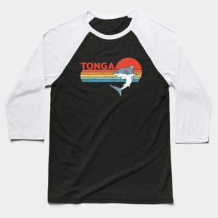 White Shark Kingdom of Tonga Vintage Travel Design Baseball T-Shirt